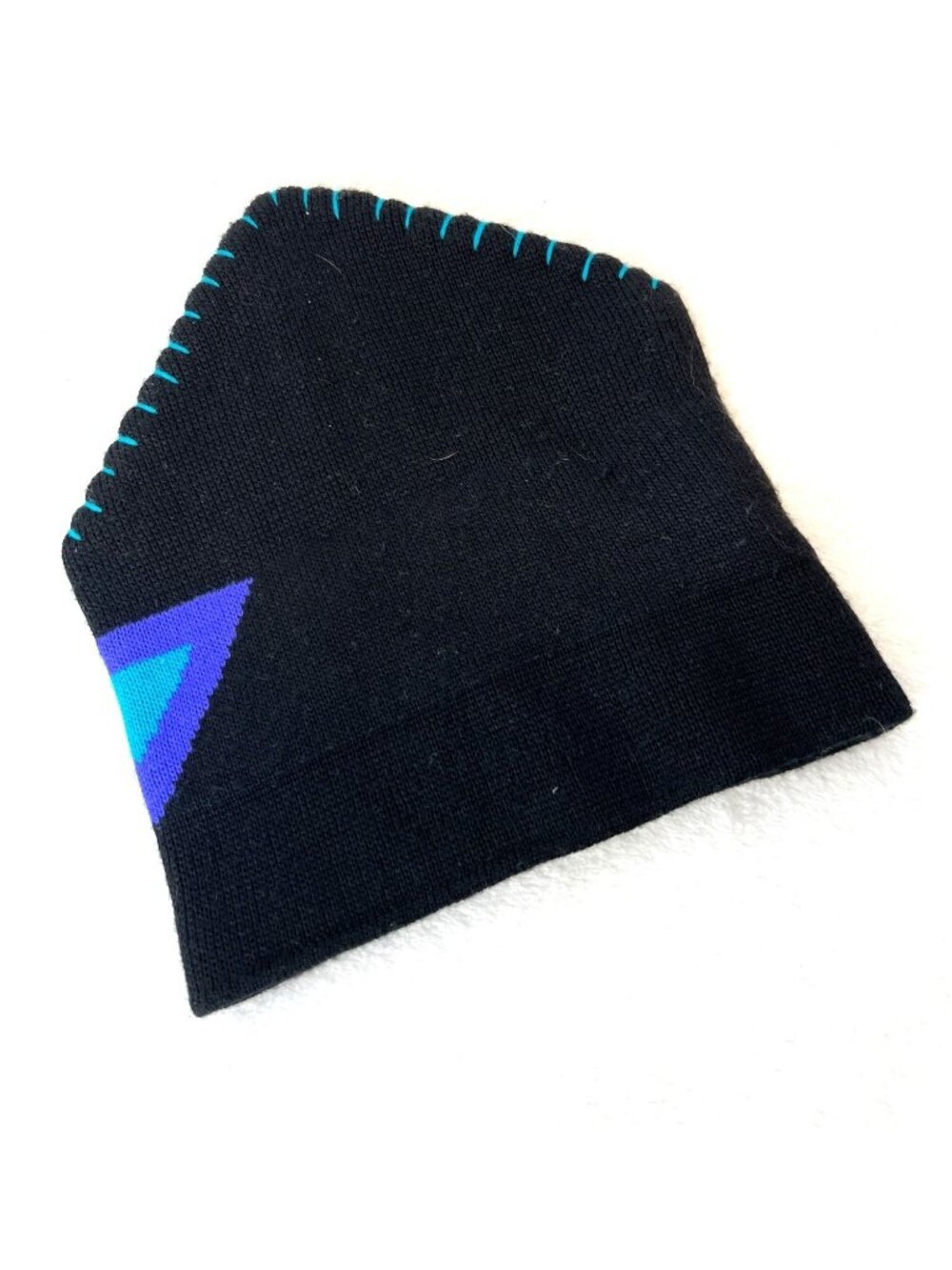 Kaelin Wool Blend Ski Hat Crown Seam Black Retro Geometric Beanie Winter RN68927